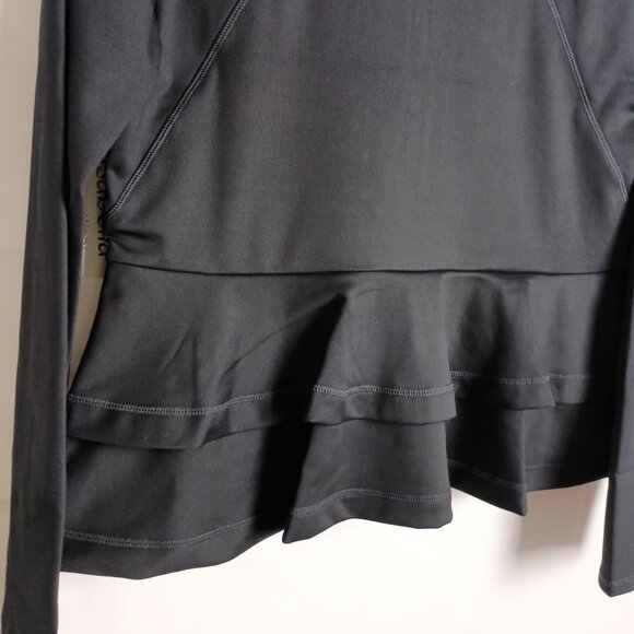 Isabella Activewear Women’s Black Full Zip Jacket Size M Ruffle Hem NWT - Picture 3 of 8
